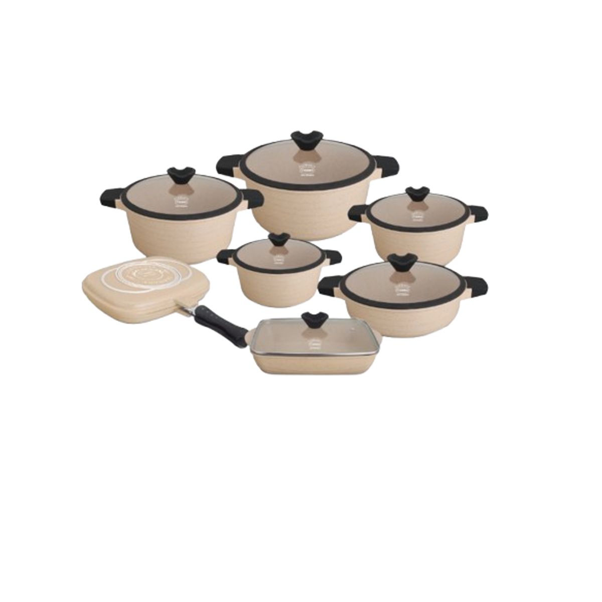 VALESKA - JUEGO DE OLLAS ROCA VOLCANICA  VALESKA - 13 PZ