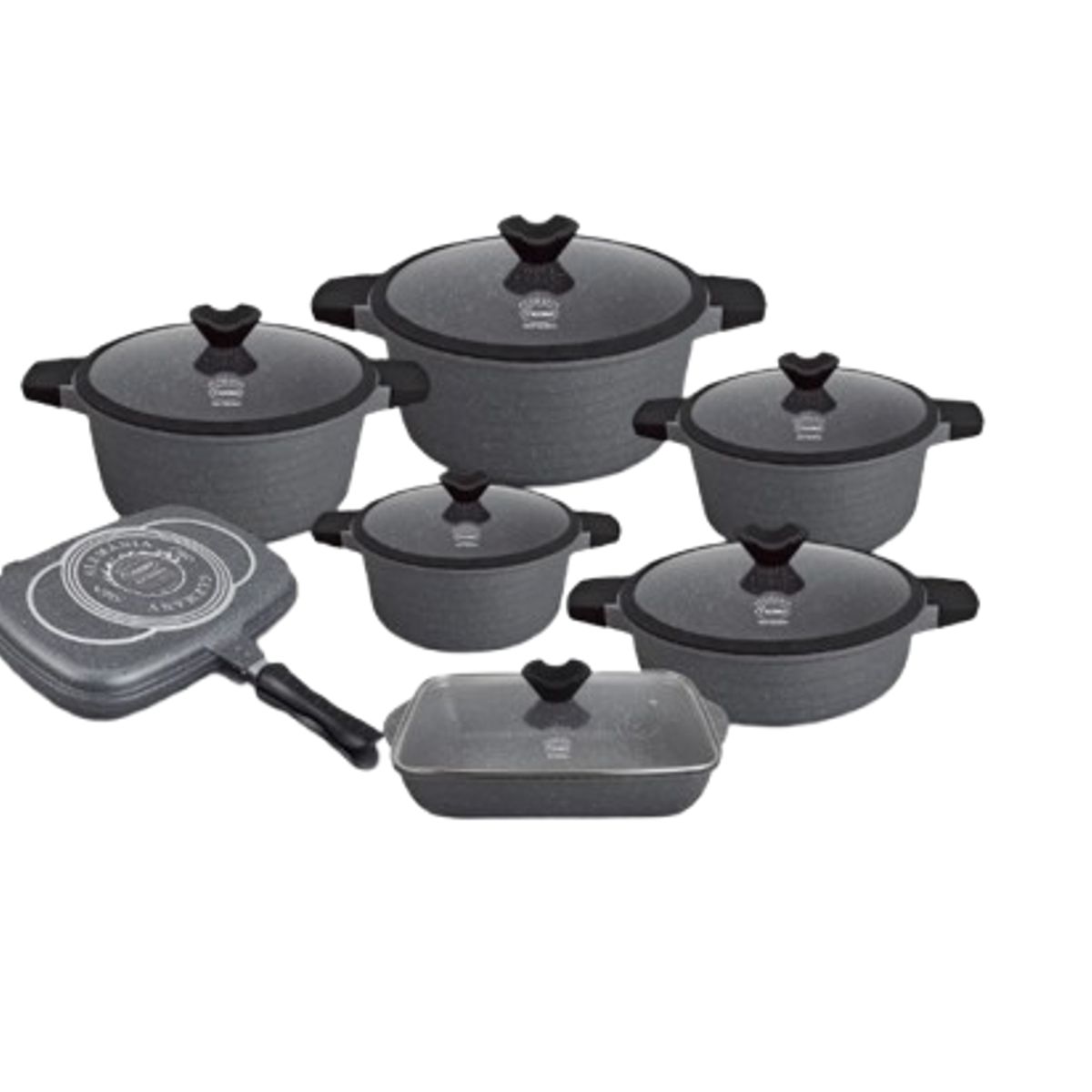 VALESKA - JUEGO DE OLLAS ROCA VOLCANICA  VALESKA - 13 PZ