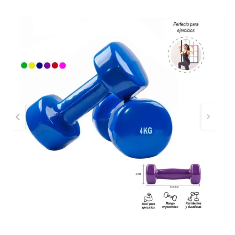 GENERICO - Par De Pesas de 1 Kg Mancuernas Plastificadas de Vinil - VERDE