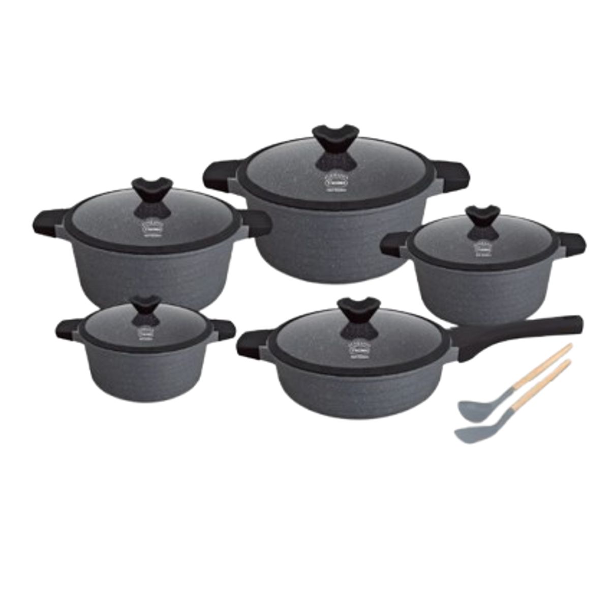 VALESKA - JUEGO DE OLLAS ROCA VOLCANICA  VALESKA - 10 PZ