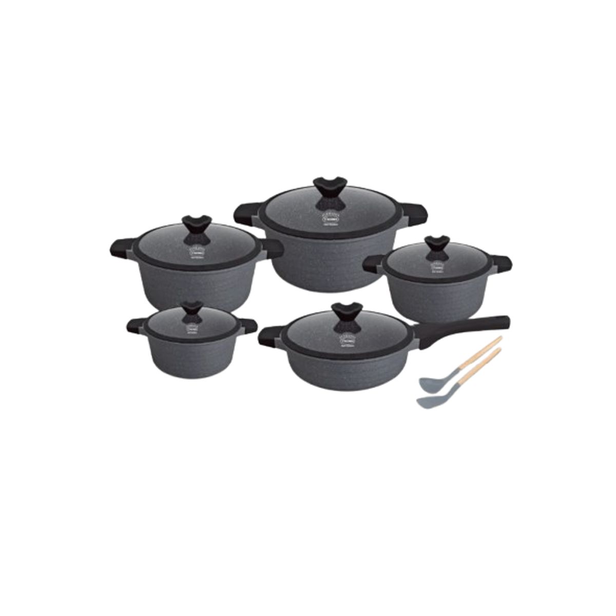 VALESKA - JUEGO DE OLLAS ROCA VOLCANICA  VALESKA - 10 PZ