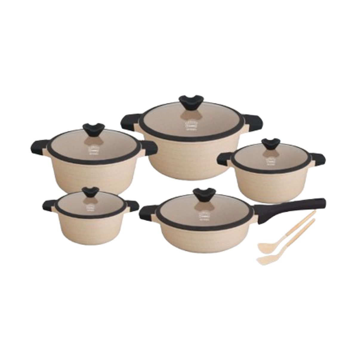 VALESKA - JUEGO DE OLLAS ROCA VOLCANICA  VALESKA - 10 PZ