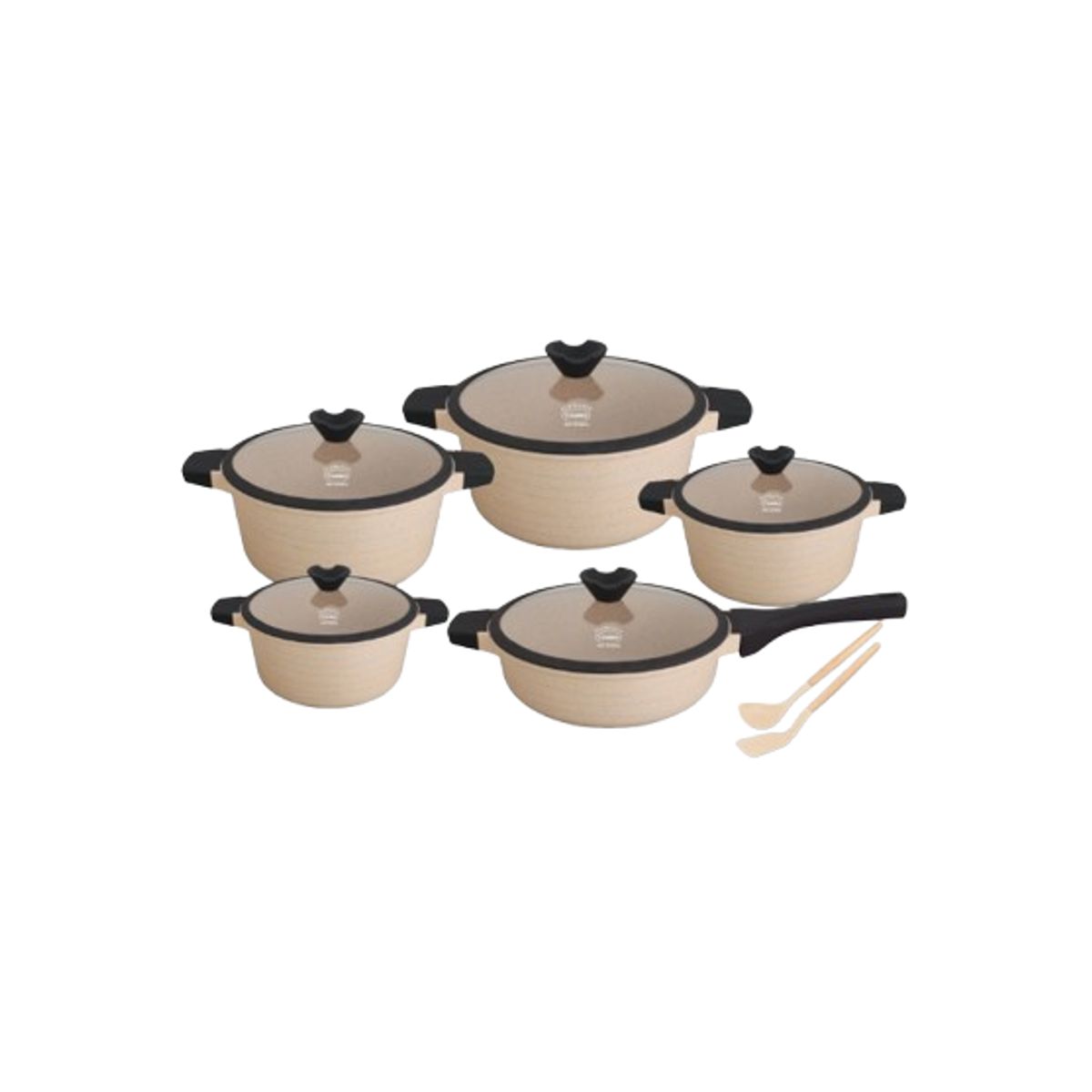 VALESKA - JUEGO DE OLLAS ROCA VOLCANICA  VALESKA - 10 PZ