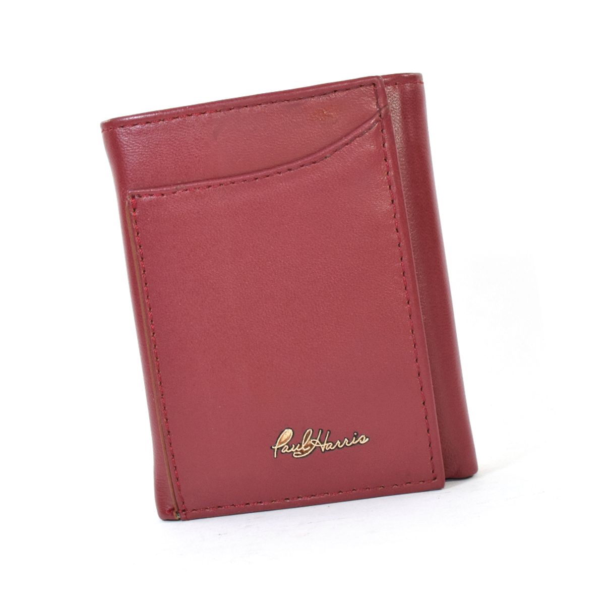 PAUL HARRIS - Billetera de cuero Hombre Trifold Sencillero int Rojo