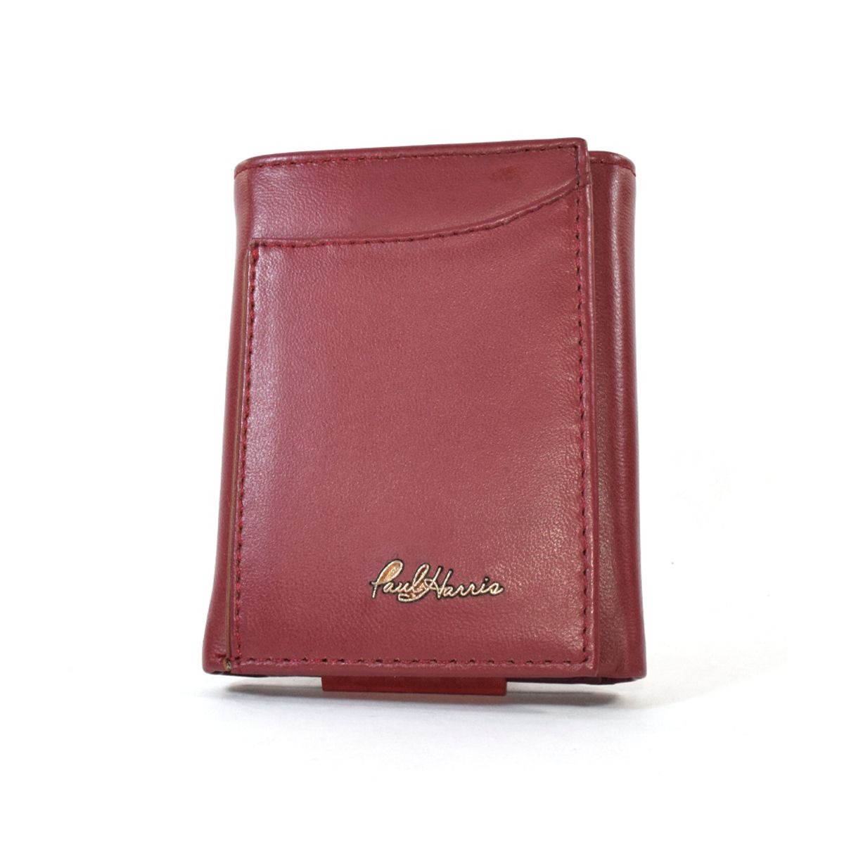 PAUL HARRIS - Billetera de cuero Hombre Trifold Sencillero int Rojo
