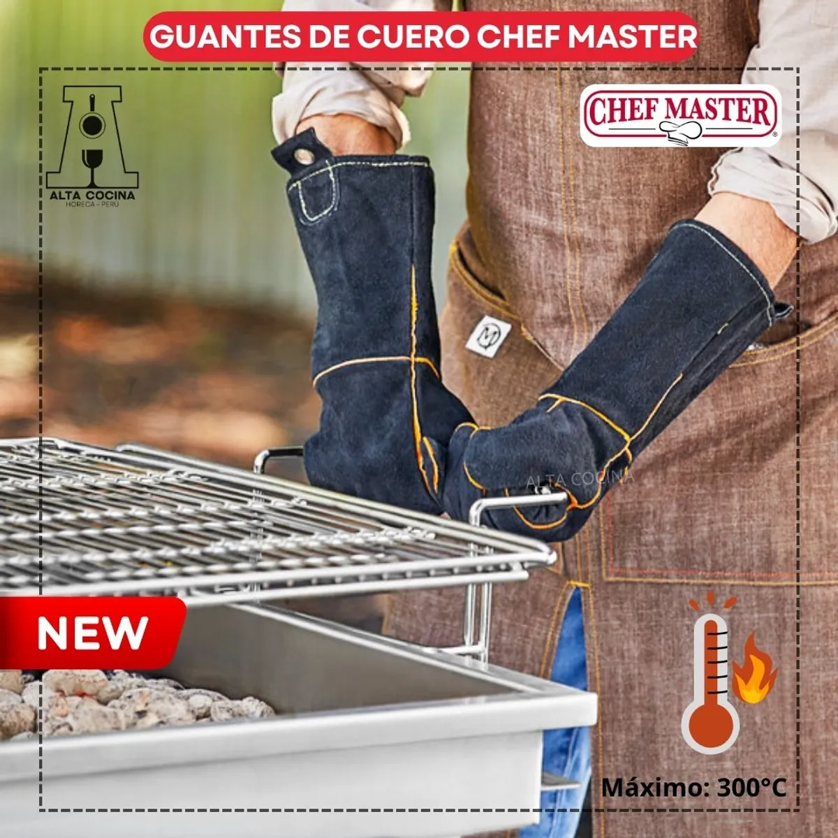 GENERICO - GUANTE DE CUERO CON AISLAMIENTO CHEF MASTER PAR Mr Bar-BQ