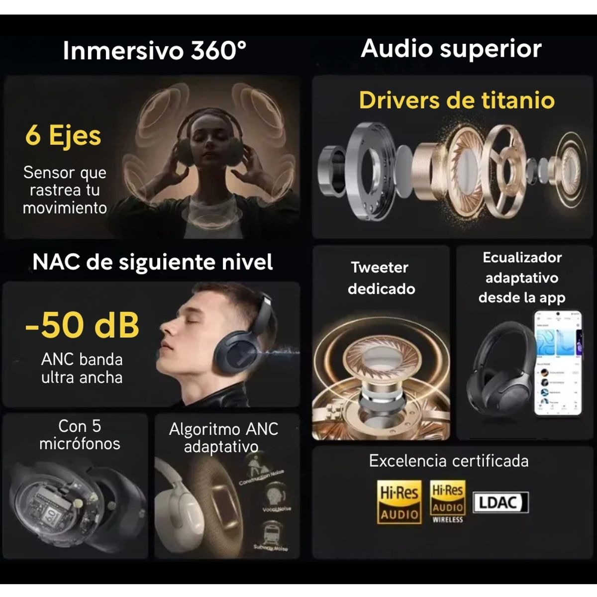 QCY - Combo QCY audífonos inalámbricos H3  + Haylou audífonos HQ5 Negro