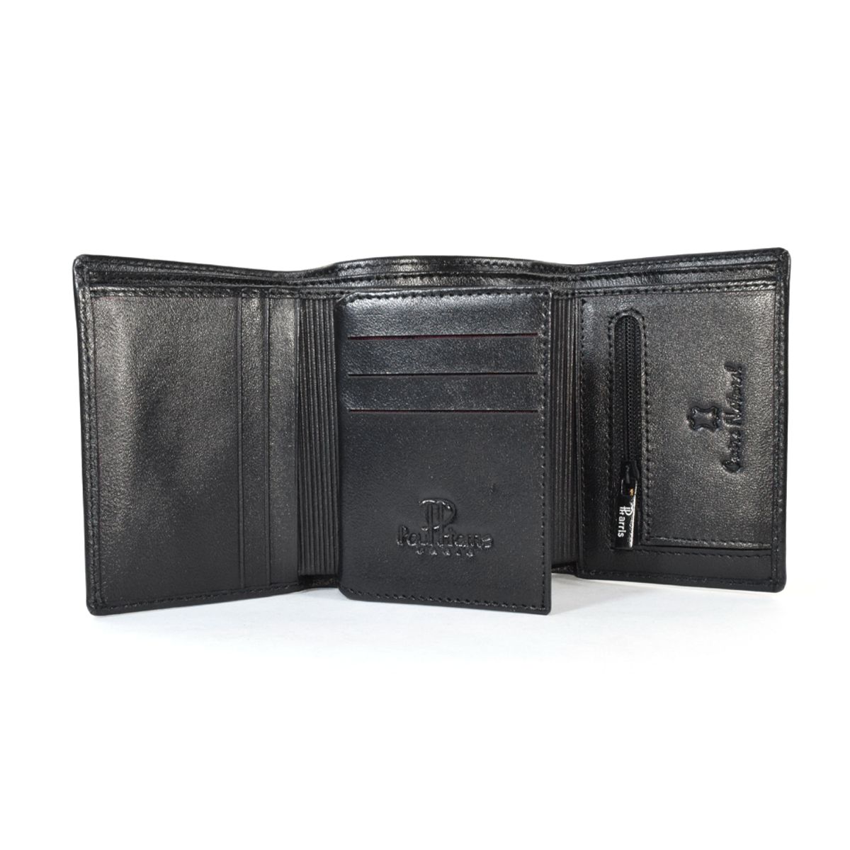 PAUL HARRIS - Billetera de cuero para hombre trifold sencillero int negro