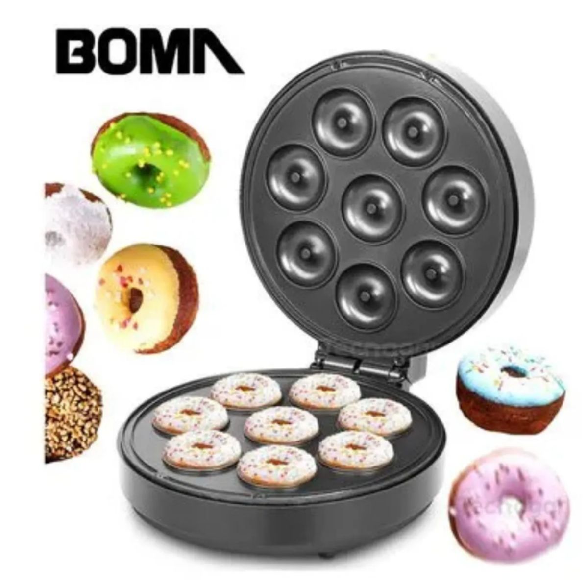 GENERICO - Máquina para hacer 8 Donas Eléctrica Antiadherente BOMA BM-551