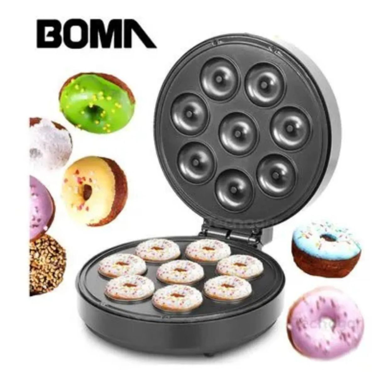 GENERICO - Máquina para hacer 8 Donas Eléctrica Antiadherente BOMA BM-551