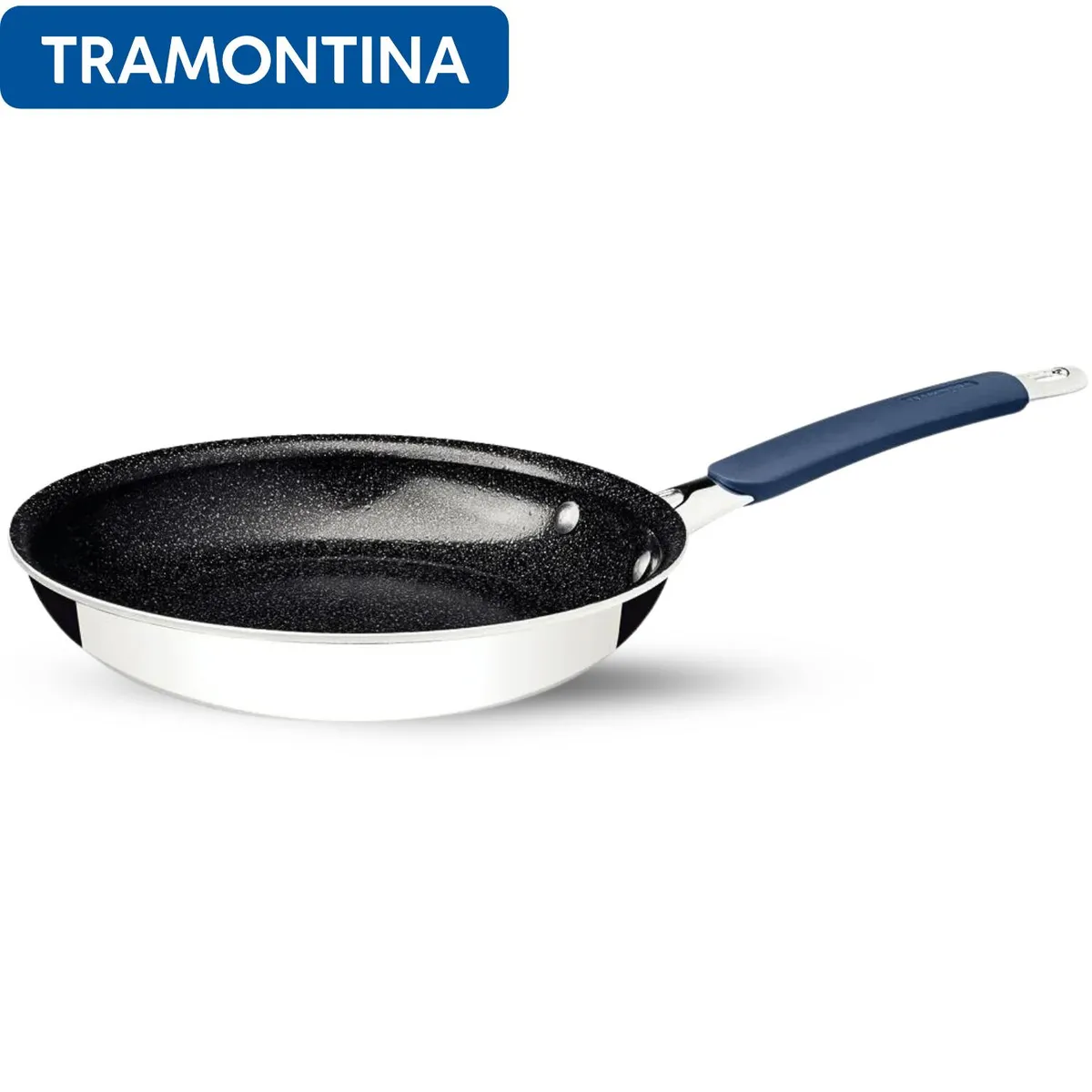 TRAMONTINA - Sartén Acero Inoxidable/Aluminio Romagna Negro 25 cm-Tramontina