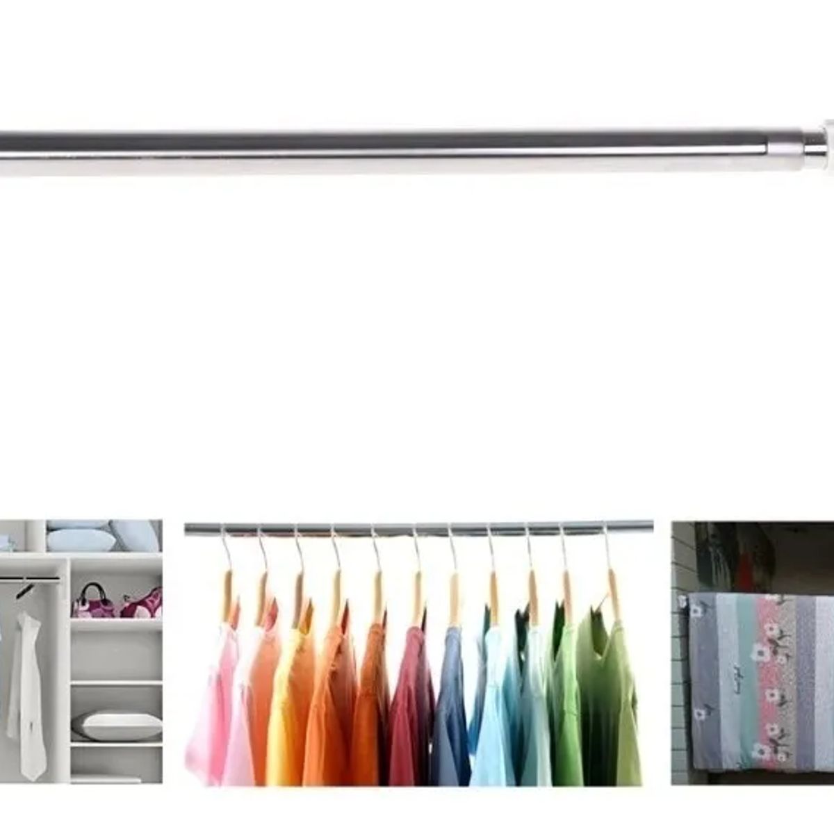 GENERICO - BARRA DE CORTINA DE BAÑO DUCHA SUPER RESISTENTE 90-160 CM