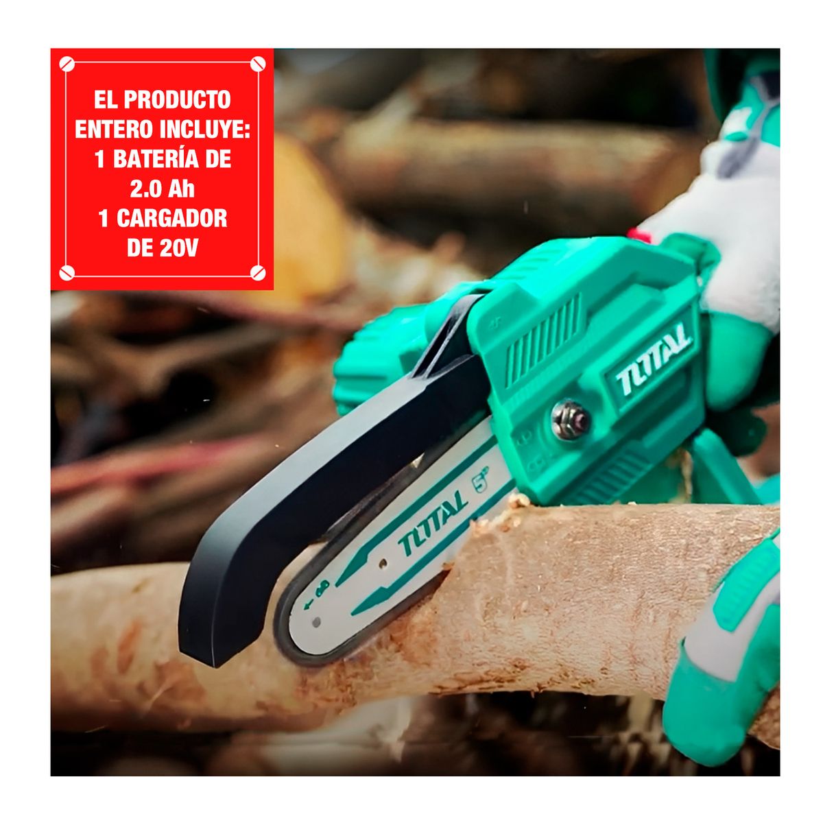 TOTAL - Sierra Podadora Inalámbrica 20v 5 Con Batcar Total