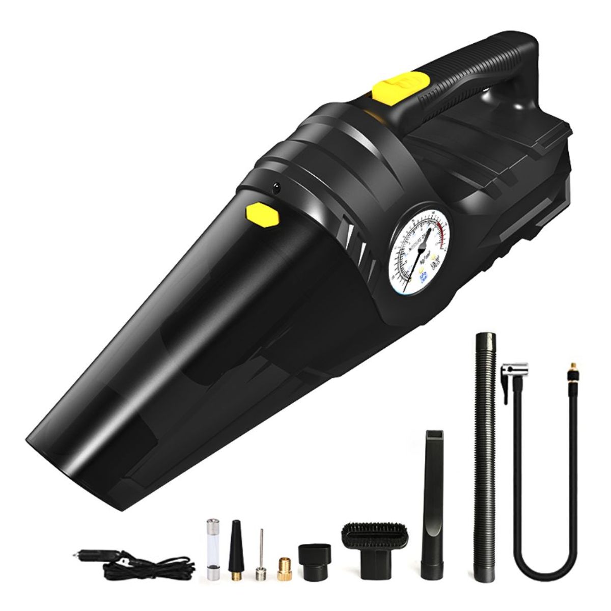 GENERICO - Aspiradora para Auto 4 en 1 con Inflador Manómetro y Luz LED