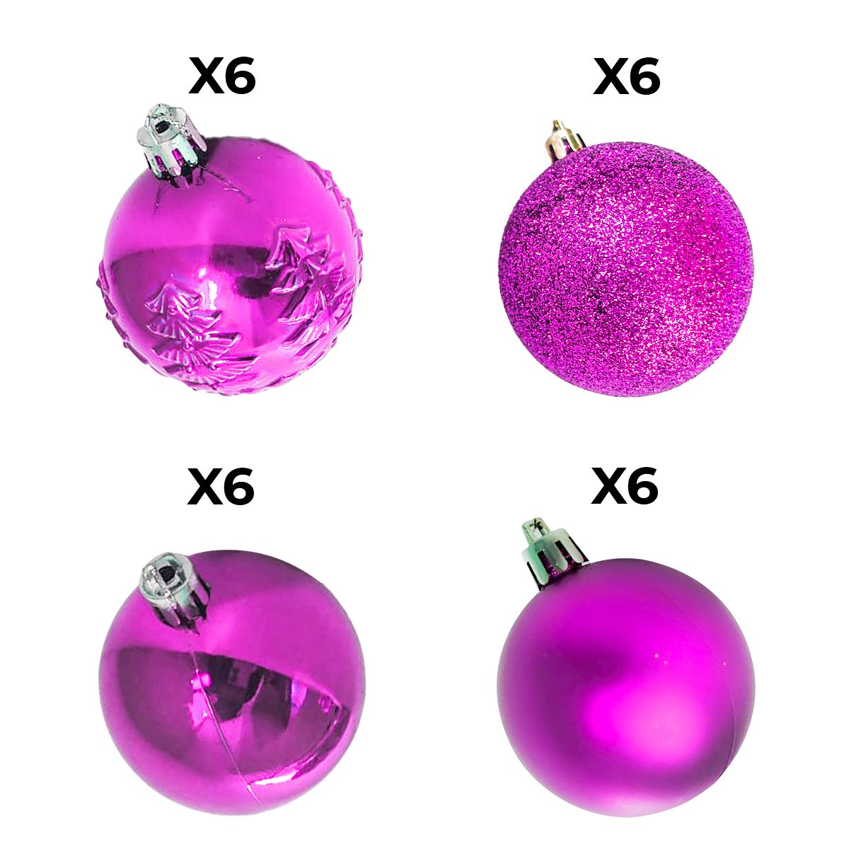 GENERICO - SET DE BOLAS NAVIDEÑAS MORADO X24 UND