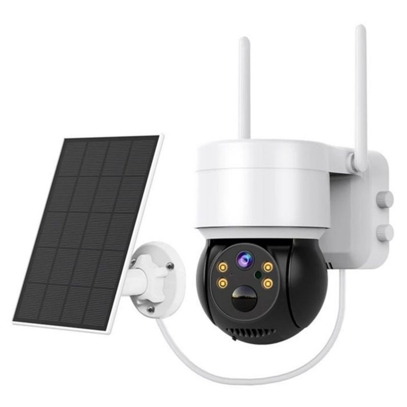 GENERICO - Cámara de Seguridad Solar WiFi PTZ 360°Exterior IP66 con Visión Nocturna y Audio