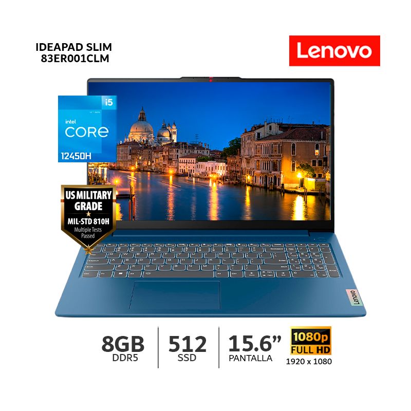LENOVO - Laptop Lenovo IdeaPad Slim 3-15AH8 Ci5-12450H 8Gb Ram 512Gb SSD 156 FHD-83ER001CLM