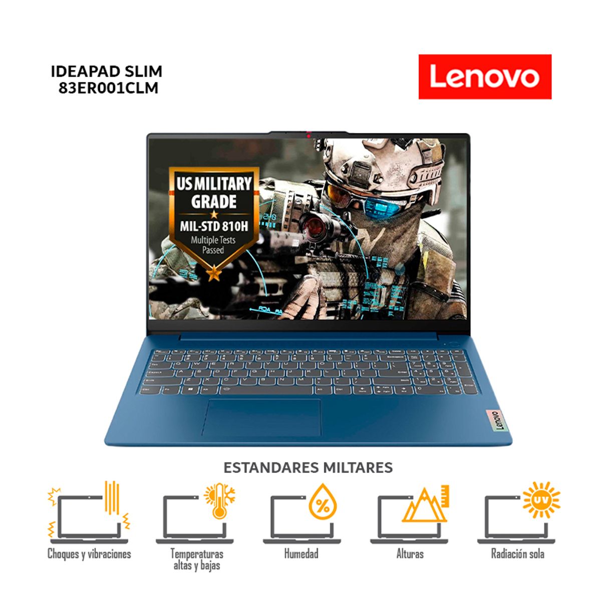 LENOVO - Laptop Lenovo IdeaPad Slim 3-15AH8 Ci5-12450H 8Gb Ram 512Gb SSD 156 FHD-83ER001CLM