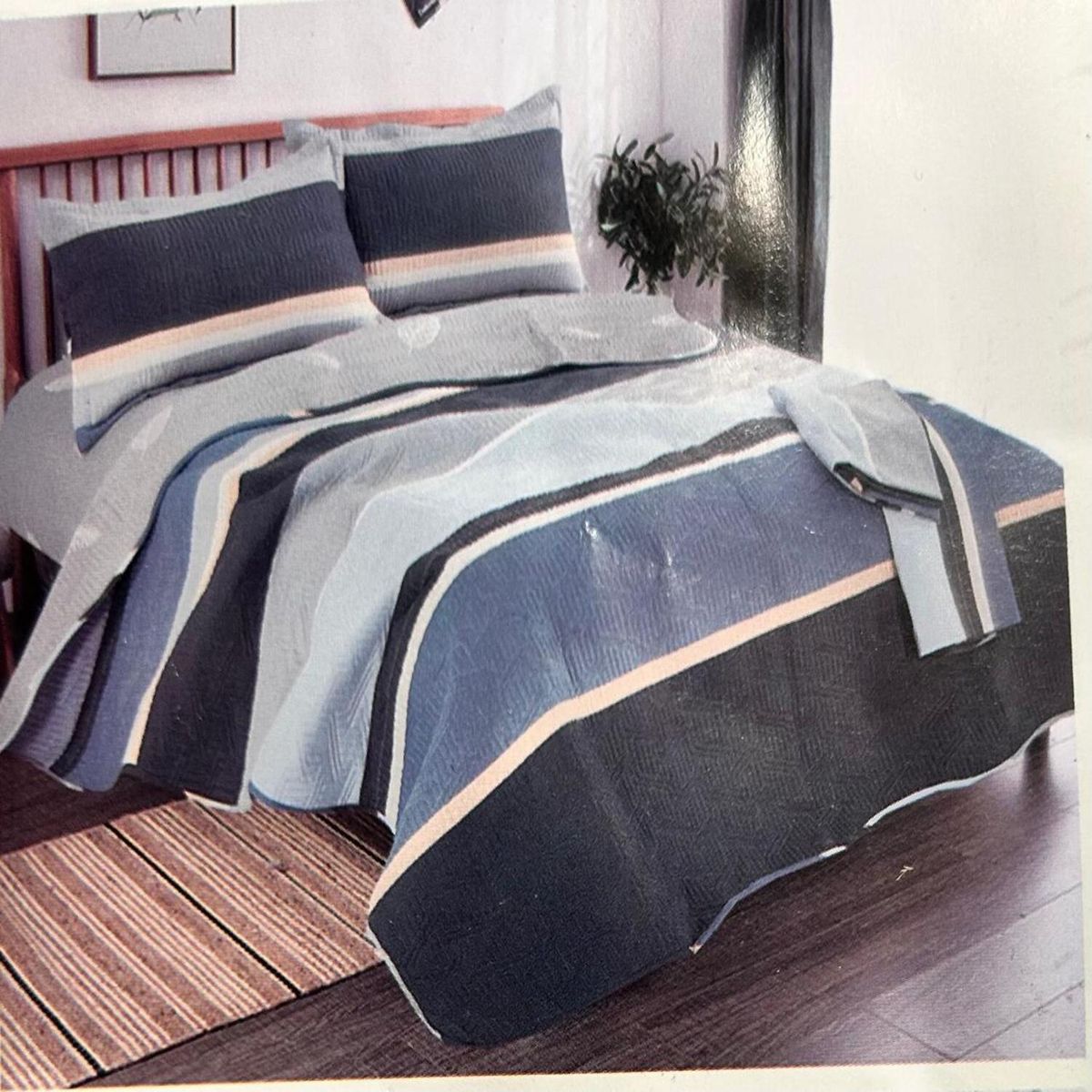 MINGDA - Set de Cobertor 2pz + Juego de sabanas + fundas 100%  Calidad