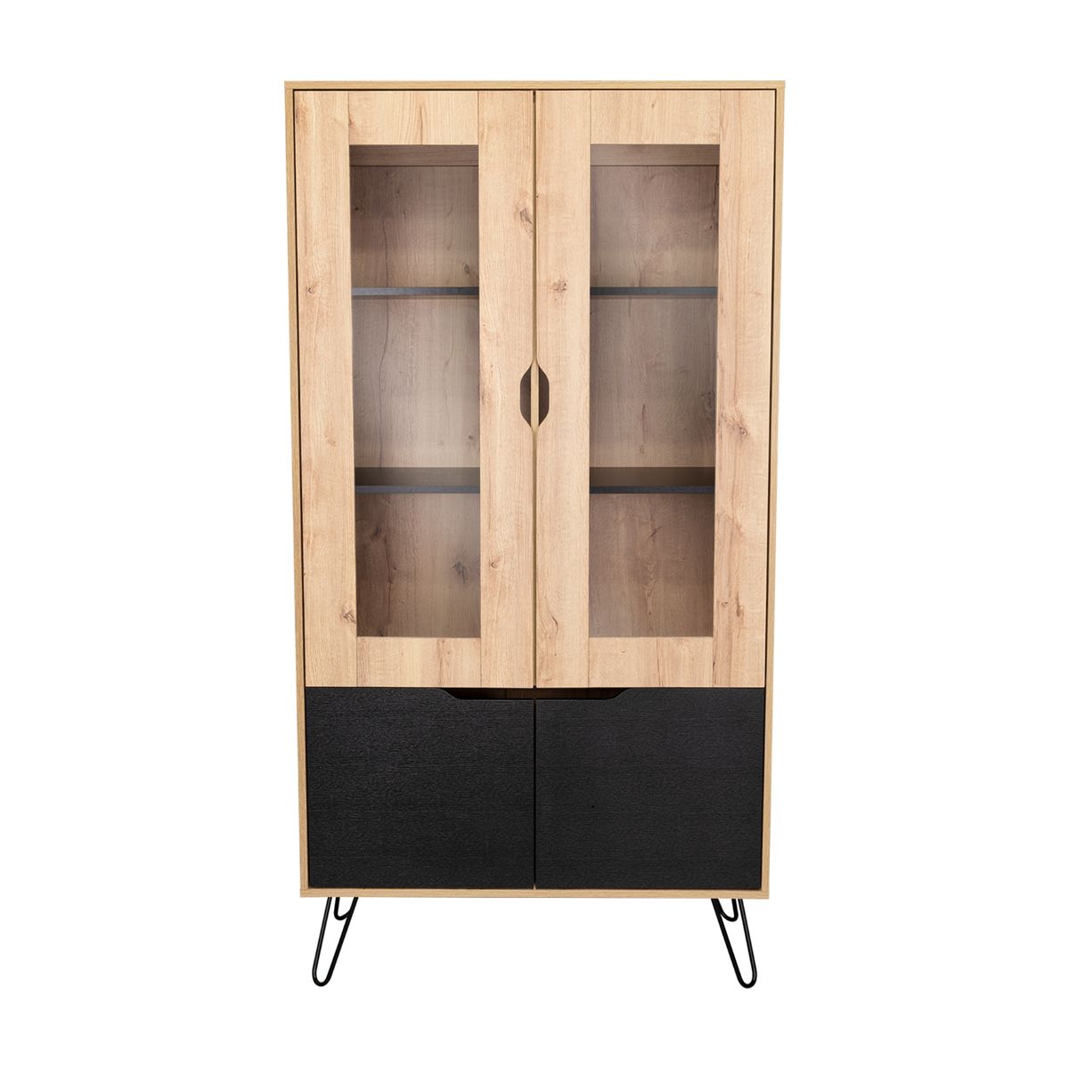FMFURNITURE - Vitrina Living 4 Puertas Fm-136C - Café Claro
