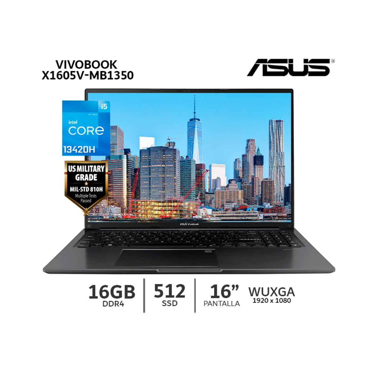 ASUS - Laptop Asus Vivobook X1605V-MB1350 Ci5 13420H 16Gb Ram 512Gb SSD 16” FHD