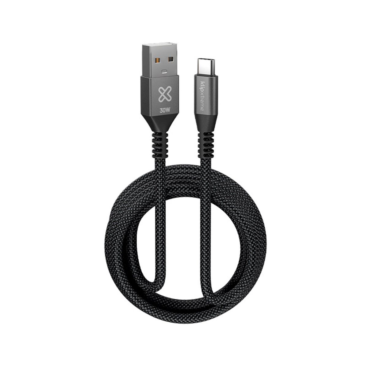 KLIP XTREME - Cable Klip Xtreme Usb-A A Usb-C 3M, 30W De Carga Rápida, Trenzado Negro - Conéctate Sin Lí