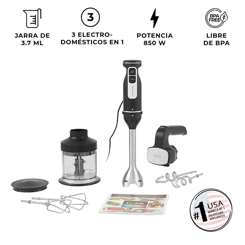 NINJA - NINJA BATIDORA DE MANO 2 EN 1 NINJA FOODI CI100