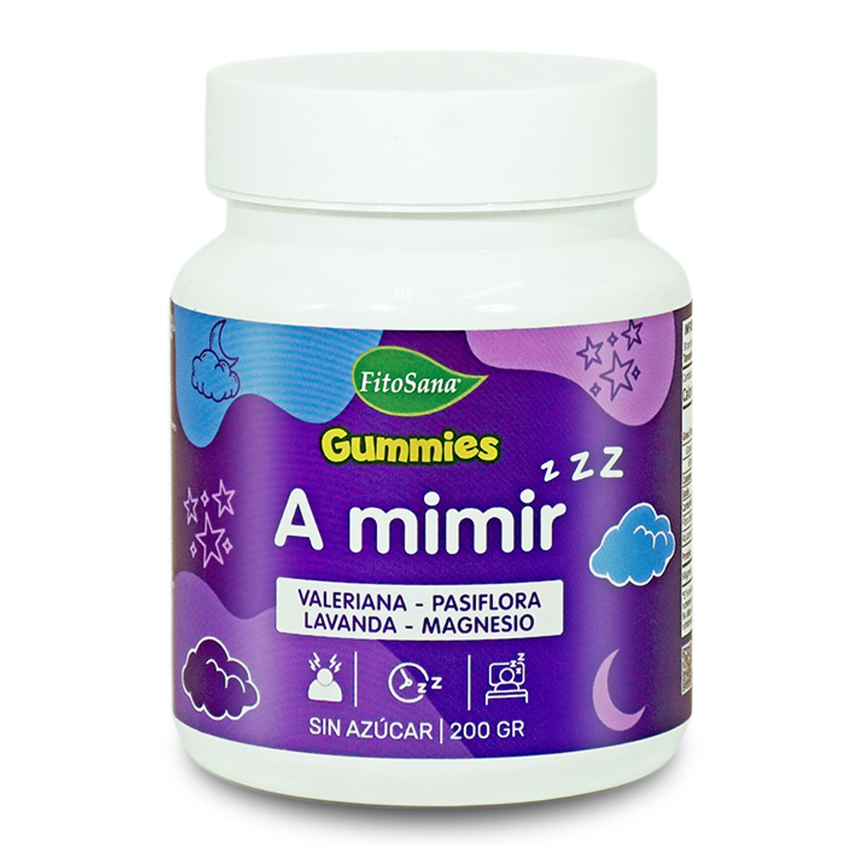 FITOSANA - GUMMIES A MIMIR  FITOSANA - GOMITAS FUNCIONALES CON VALERIANA, PASIFLORA, LAVANDA, MANZANILLA Y MAGNESIO SABOR COLA 200G