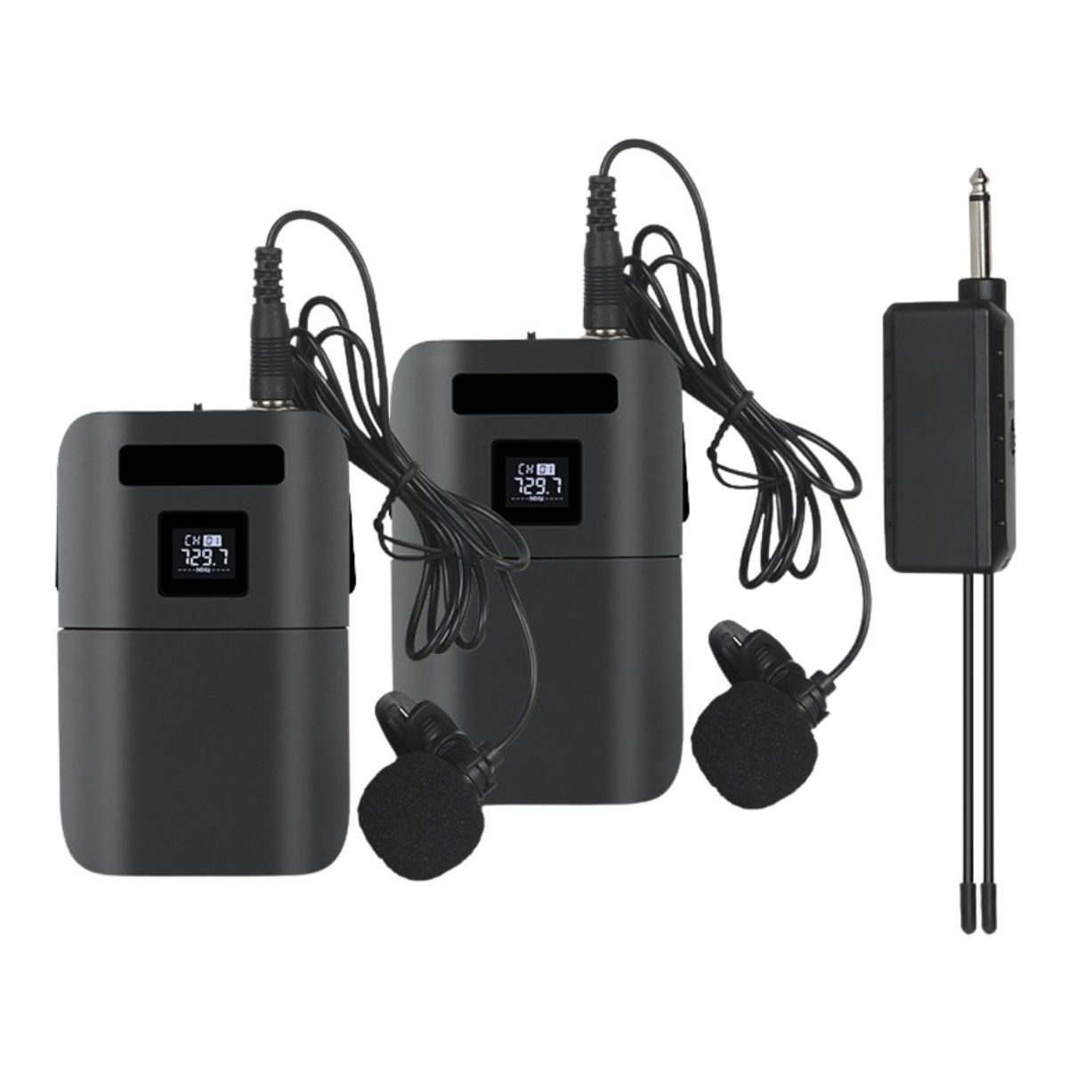 GENERICO - Micrófono Inalámbrico Doble VHF con Pantalla LED Diadema y Solapa