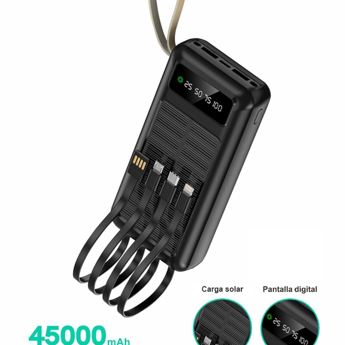 OEM - Bateria portatil solar power bank de 45,000 mAh - Multiples salidas.