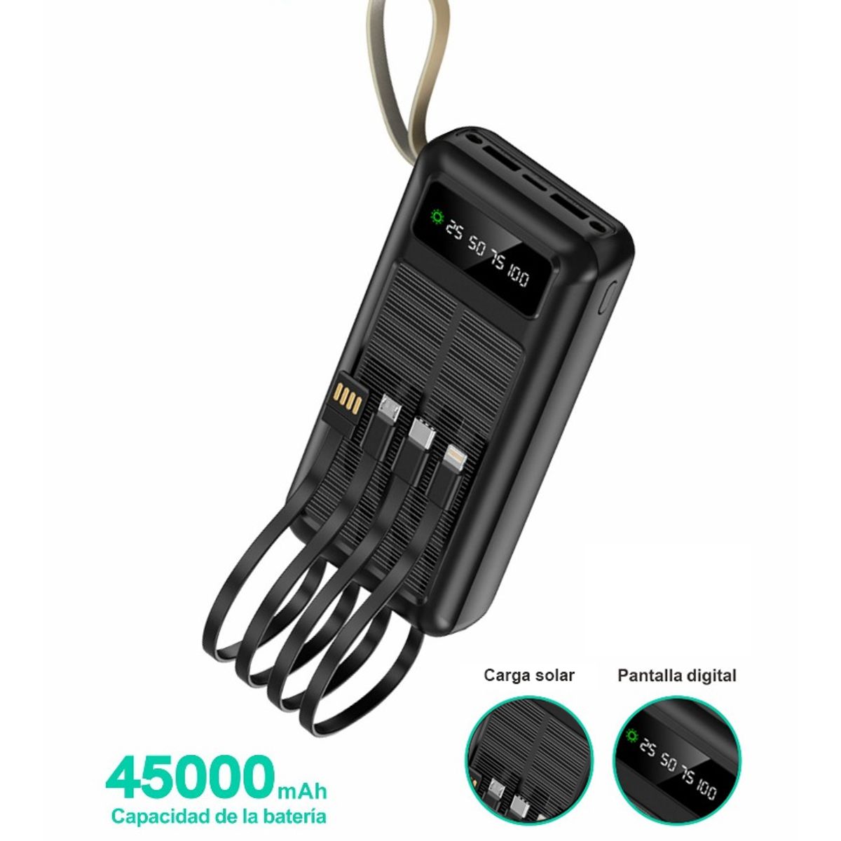 OEM - Bateria portatil solar power bank de 45,000 mAh - Multiples salidas.