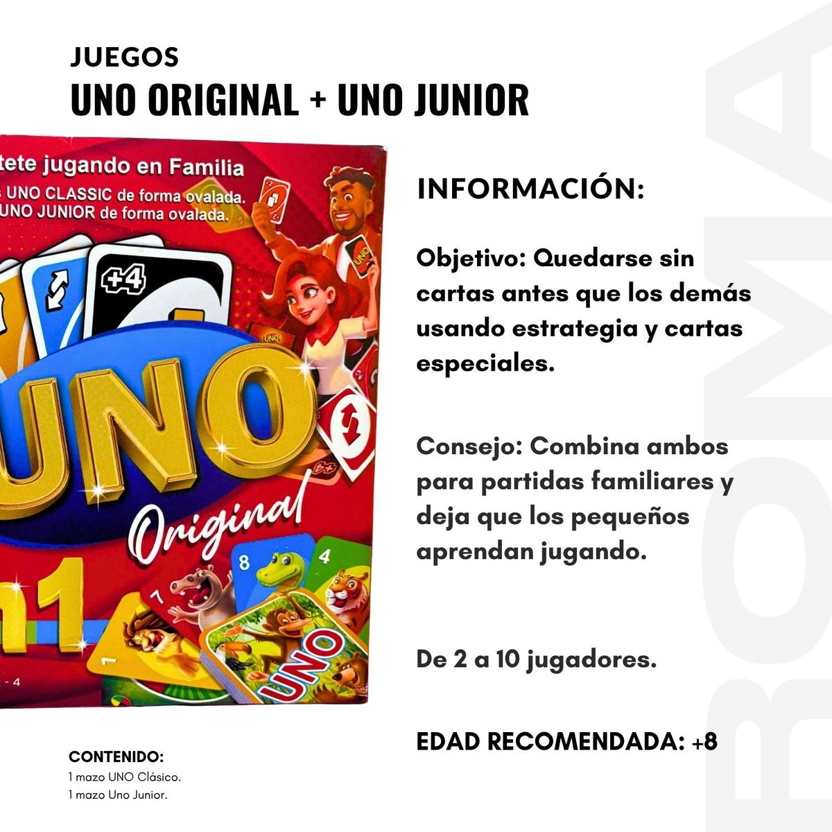 GENERICO - UNO CLÁSICO + UNO JUNIOR - JUEGO DE CARTAS