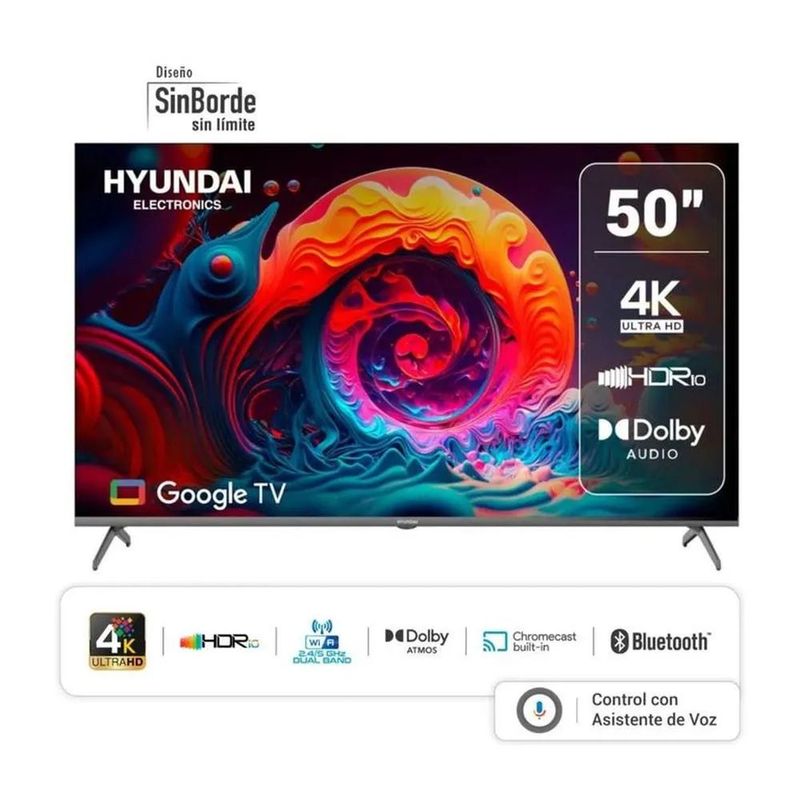 HYUNDAI - TELEVISOR HYUNDAI 50 ULTRA HD 4K SMART GOOGLE TV HYLED5024G