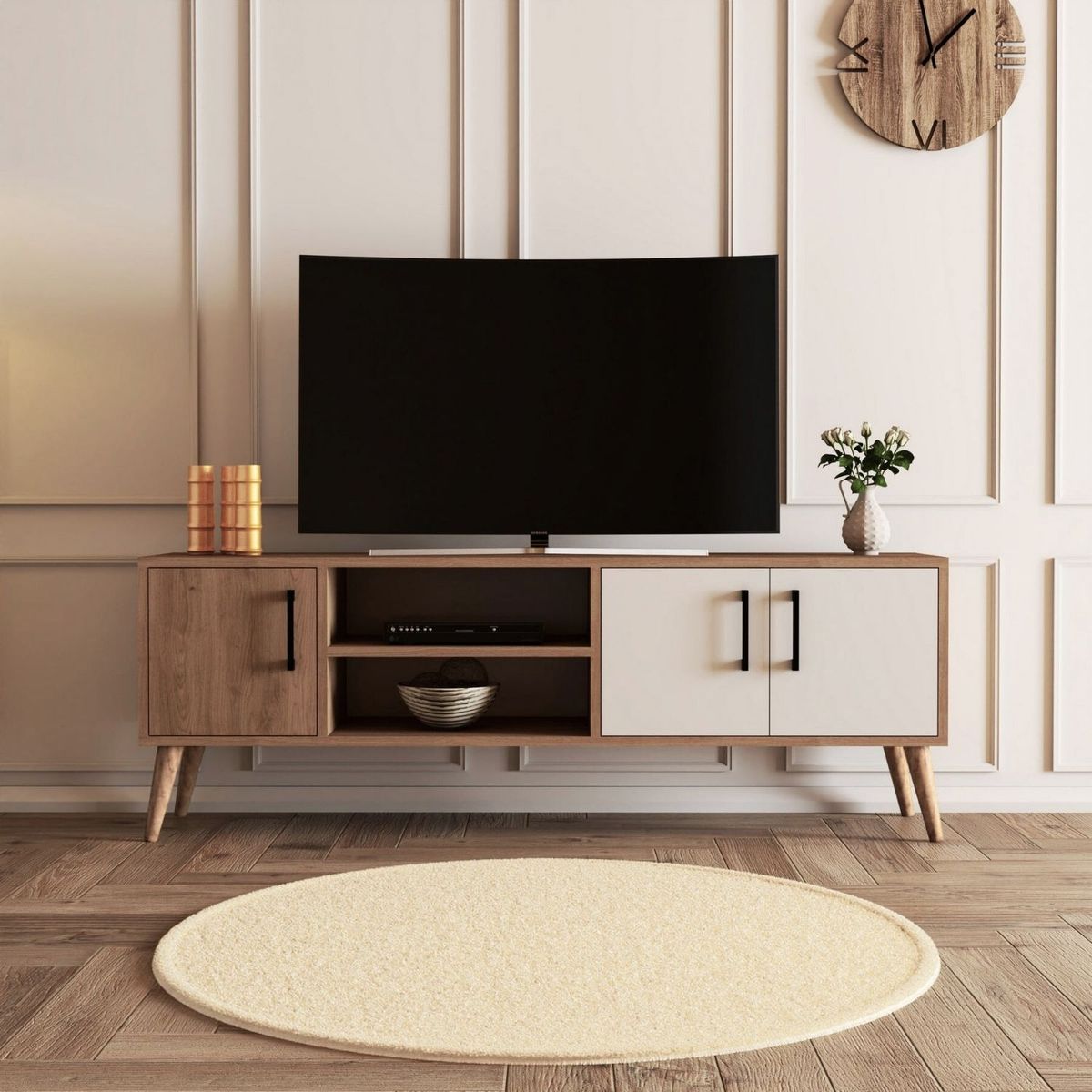 GENERICO - Mesa de TV 65 Lannister Espresso con Blanco Coricha Home