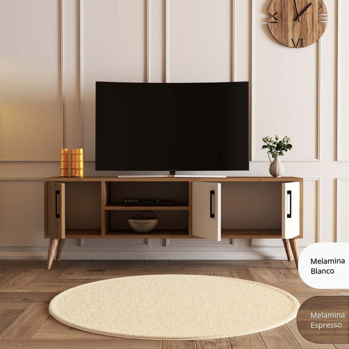GENERICO - Mesa de TV 65 Lannister Espresso con Blanco Coricha Home