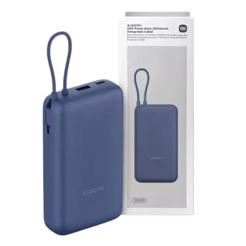 XIAOMI - Power Bank Xiaomi 20000 mAh 33W Con Cable Integrado - Azul