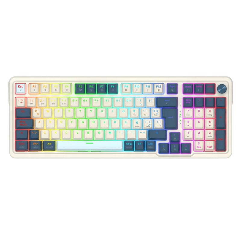 REDRAGON - Teclado Redragon EISA K686-RGB-PRO Inalámbrico Español BlancoAzul