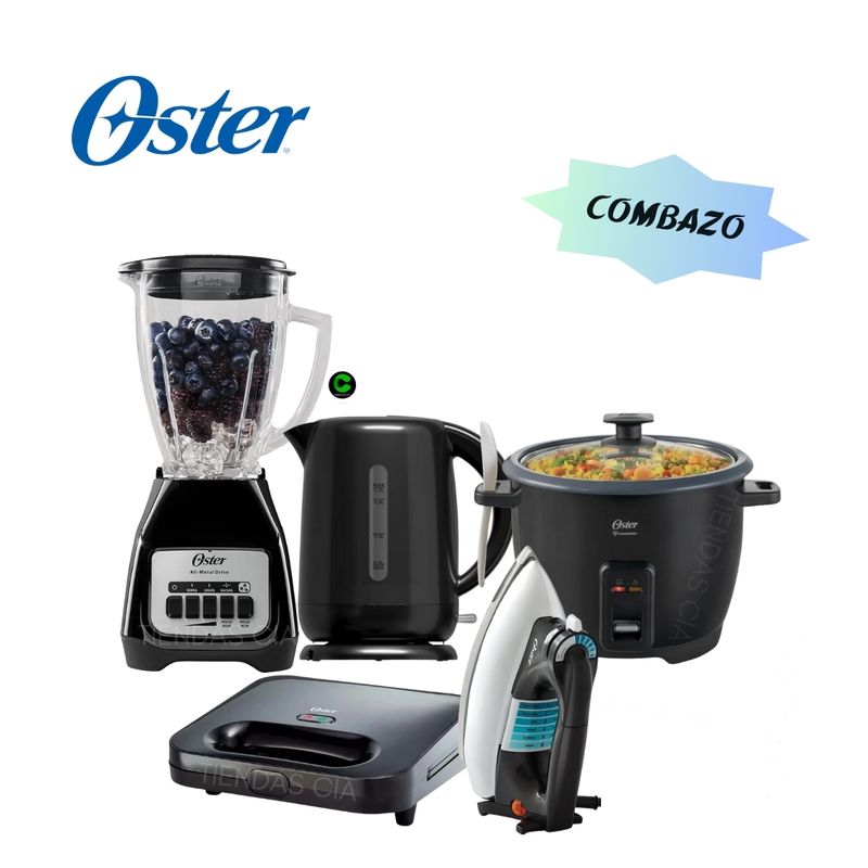 OSTER - Combo OSTER Licuadora + Hervidor + OllArrocera + Sandwichera Y Plancha