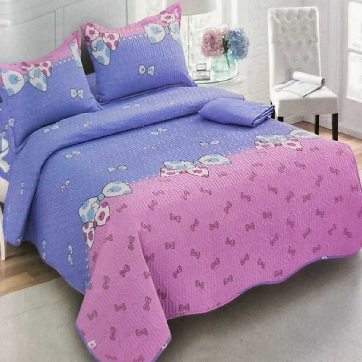 MINGDA - Set de cobertor 2 pz verano de 5 piezas 100% algodón 