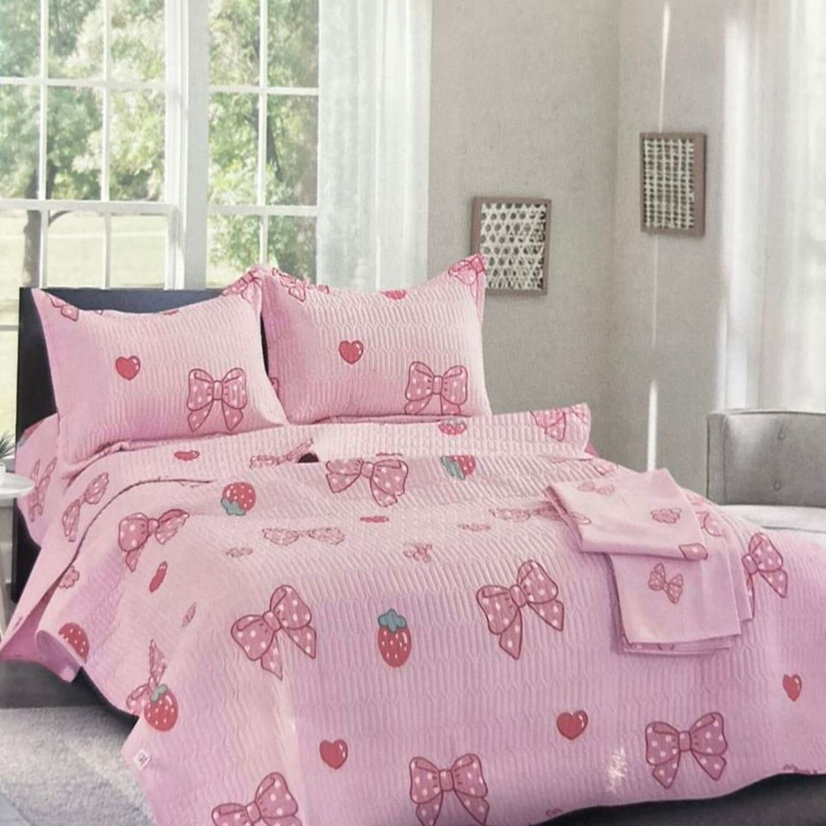 MINGDA - Set de cobertor 2 pz verano de 5 piezas 100% algodón 