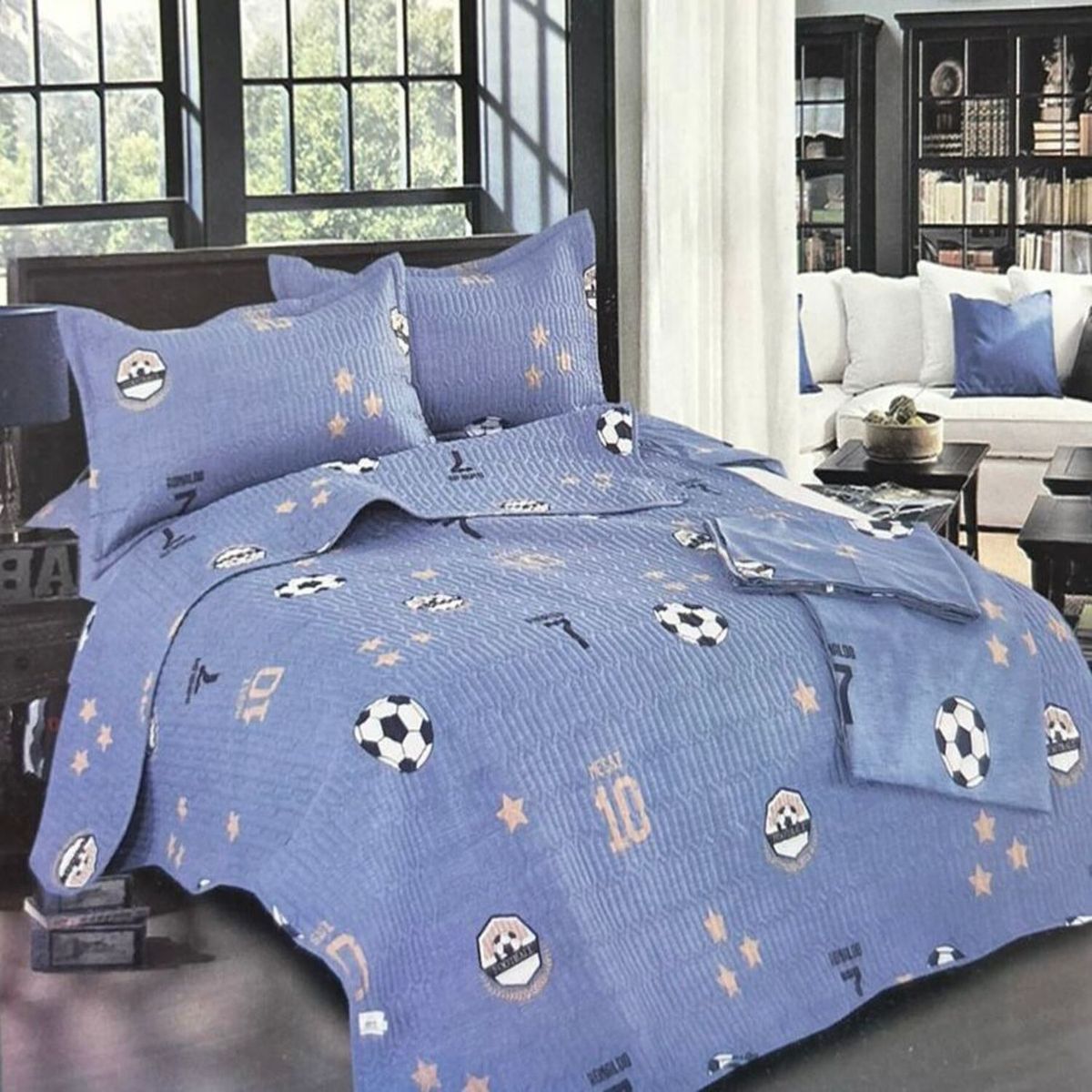 MINGDA - Set de cobertor 2 pz verano de 5 piezas 100% algodón 