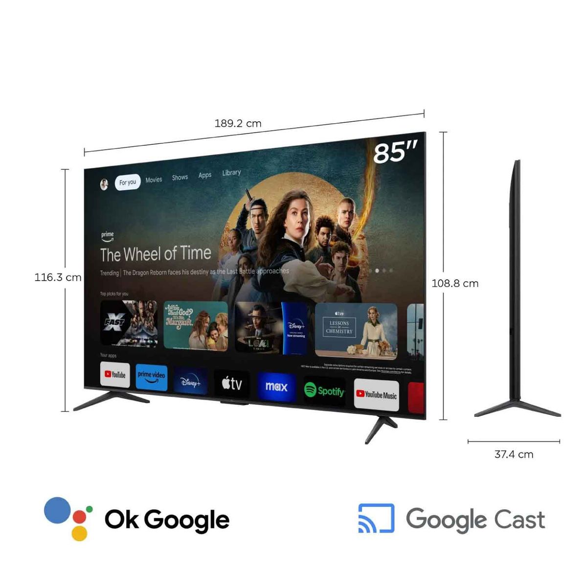 TCL - Televisor TCL 85 QD MINI LED 4K UHD Año 2025 Google TV 85C6K