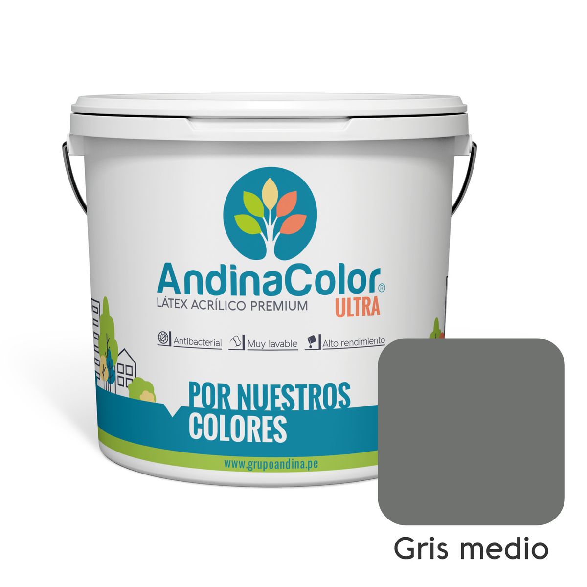 ANDINACOLOR - PINTURA ANDINACOLOR ULTRA LATEX GRIS MEDIO 1 GALON