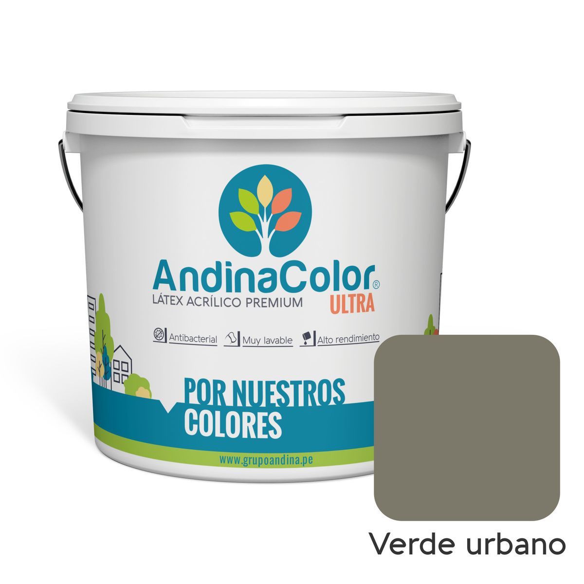 ANDINACOLOR - PINTURA ANDINACOLOR ULTRA LATEX VERDE URBANO 1 GALON