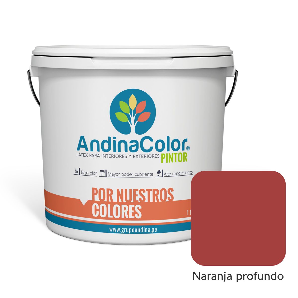 ANDINACOLOR - PINTURA ANDINACOLOR PINTOR NARANJA PROFUNDO LATEX  1 GALON
