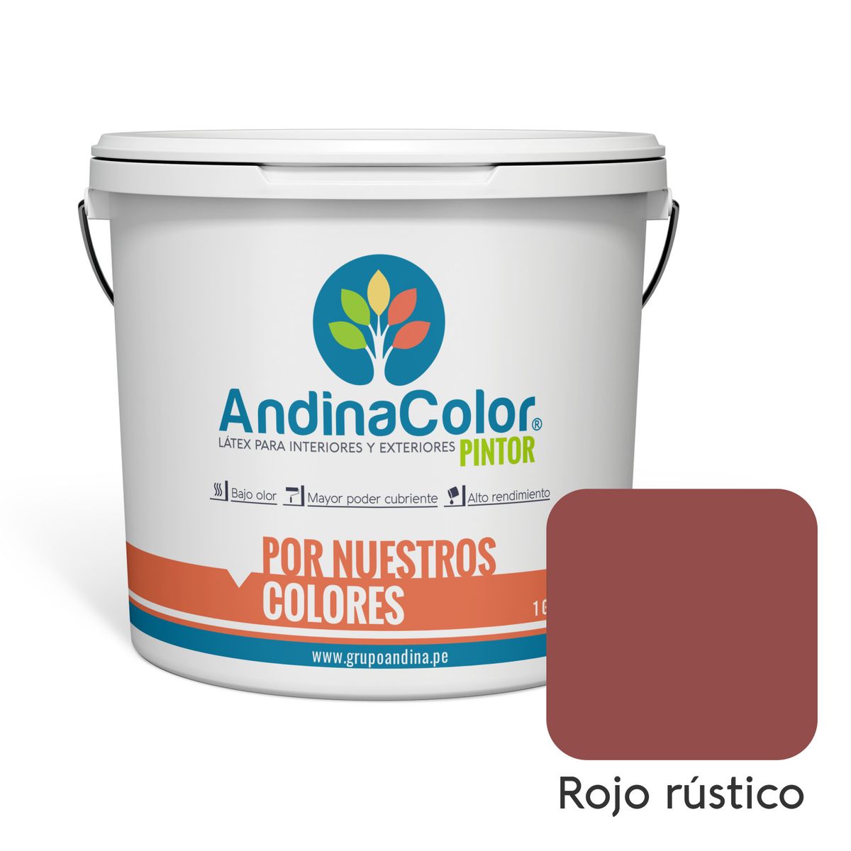 ANDINACOLOR - PINTURA ANDINACOLOR PINTOR ROJO RUSTICO LATEX  1 GALON