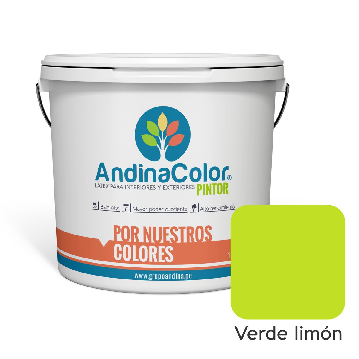 ANDINACOLOR - PINTURA ANDINACOLOR PINTOR VERDE LIMÓN LATEX  1 GALON