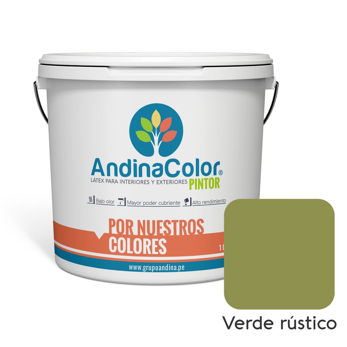 ANDINACOLOR - PINTURA ANDINACOLOR PINTOR VERDE RUSTICO LATEX  1 GALON