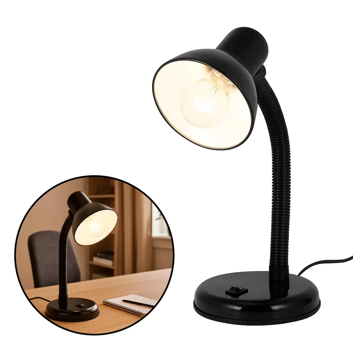 BUYPAL - Lampara de Escritorio Ajustable con Foco LED Luz Calida