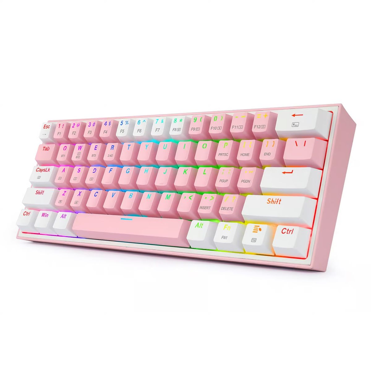 REDRAGON - Teclado Gamer Redragon Fizz Pro K616 Inalámbrico Rosado RGB 60%